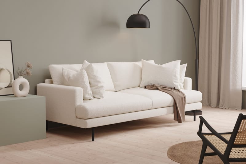 Menard 3-sits Djup Soffa i Bouclé 225 cm bred - Vit - Möbler - Vardagsrum - Soffor - 3-sits soffor