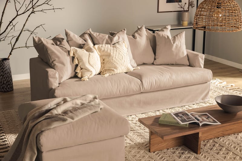 Menard 3-sits Djup Tygsoffa - Beige - Möbler - Vardagsrum - Soffor - 3-sits soffor