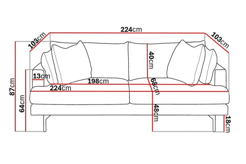 Menard 4-sits Djup Manchestersoffa - Beige - Möbler - Vardagsrum - Soffor - 4-sits soffor