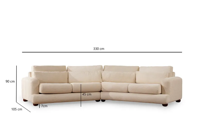 Relento Svängd Soffa 4-sits - Beige - Möbler - Vardagsrum - Soffor - 4-sits soffor