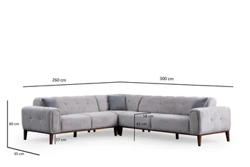 Adelphe 4-sits Soffa med Divan - Ljusgrå - Möbler - Vardagsrum - Soffor - Divansoffa & schäslong
