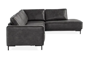 Akron 2,5-sits Soffa med Schäslong Höger Bondedläder - Mörkgrå - Möbler - Vardagsrum - Soffor - Skinnsoffor