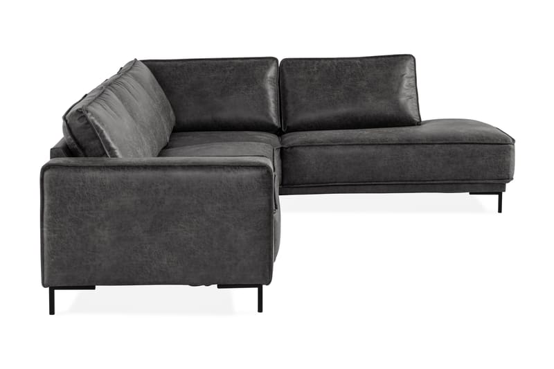 Akron 2,5-sits Soffa med Schäslong Höger Bondedläder - Mörkgrå - Möbler - Vardagsrum - Soffor - Skinnsoffor