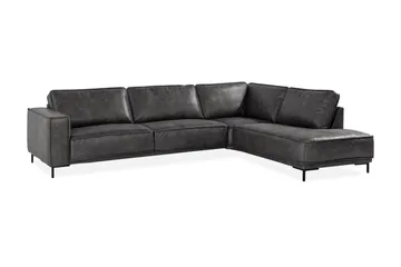 Akron 2,5-sits Soffa med Schäslong Höger Bondedläder - Mörkgrå - Möbler - Vardagsrum - Soffor - Skinnsoffor