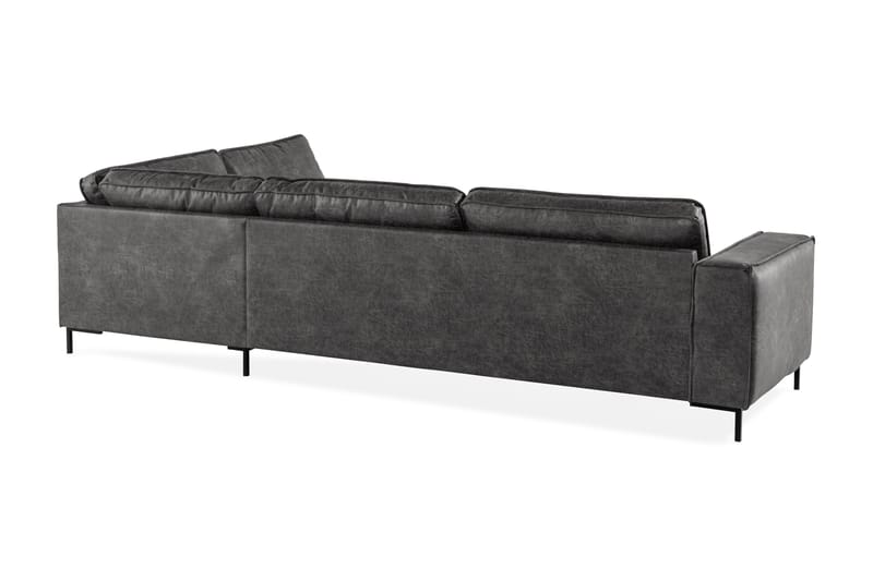 Akron 2,5-sits Soffa med Schäslong Höger Bondedläder - Mörkgrå - Möbler - Vardagsrum - Soffor - Skinnsoffor