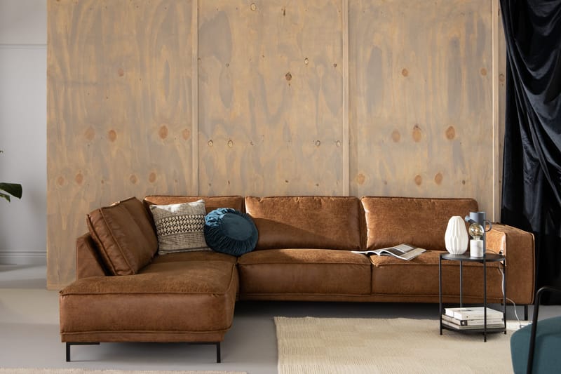 Akron 2,5-sits Soffa med Schäslong Vänster Bondedläder - Brun - Möbler - Vardagsrum - Soffor - Skinnsoffor