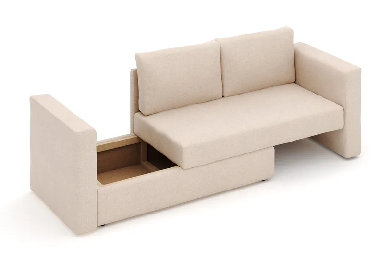 Alnaryd 2-3-sits Bäddsoffa med Fällbart Armstöd - Beige - Möbler - Vardagsrum - Bäddsoffor - 2-sits bäddsoffa