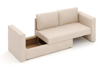 Alnaryd 2-3-sits Bäddsoffa med Fällbart Armstöd - Beige - Möbler - Vardagsrum - Bäddsoffor - 2-sits bäddsoffa
