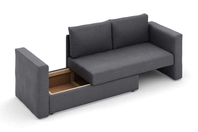 Alnaryd 2-3-sits Bäddsoffa med Fällbart Armstöd - Grå - Möbler - Vardagsrum - Bäddsoffor - 2-sits bäddsoffa
