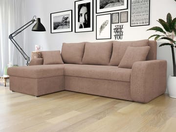 Alvared 3-sits Vänstervänd L-formad Divansoffa med Förvaring i Bouclé - Beige - Möbler - Vardagsrum - Soffor - Divansoffa & schäslong