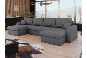 Alvared Soffa Dubbeldivan 4-sits - Mörkgrå - Möbler - Vardagsrum - Bäddsoffor - U bäddsoffa