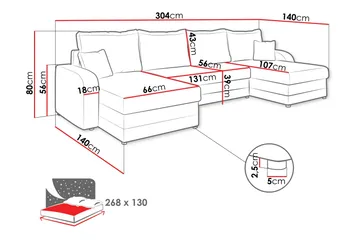 Alvared Soffa Dubbeldivan 4-sits - Svart - Möbler - Vardagsrum - Bäddsoffor - U bäddsoffa