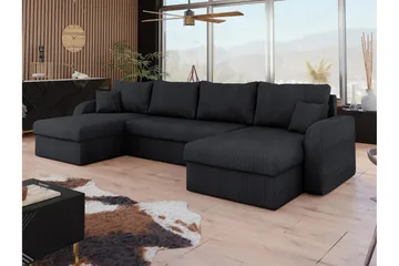 Alvared Soffa Dubbeldivan 4-sits - Svart - Möbler - Vardagsrum - Bäddsoffor - U bäddsoffa