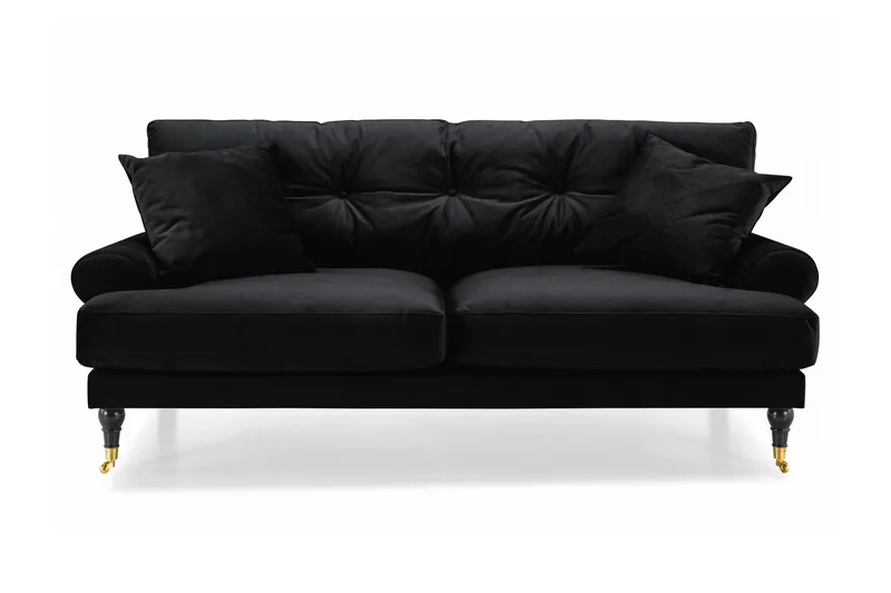 Andrew 2-sits Sammetssoffa, Svart