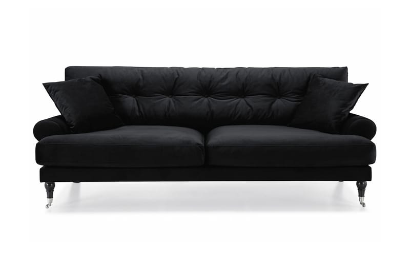 Andrew 3-sits Sammetssoffa, Svart
