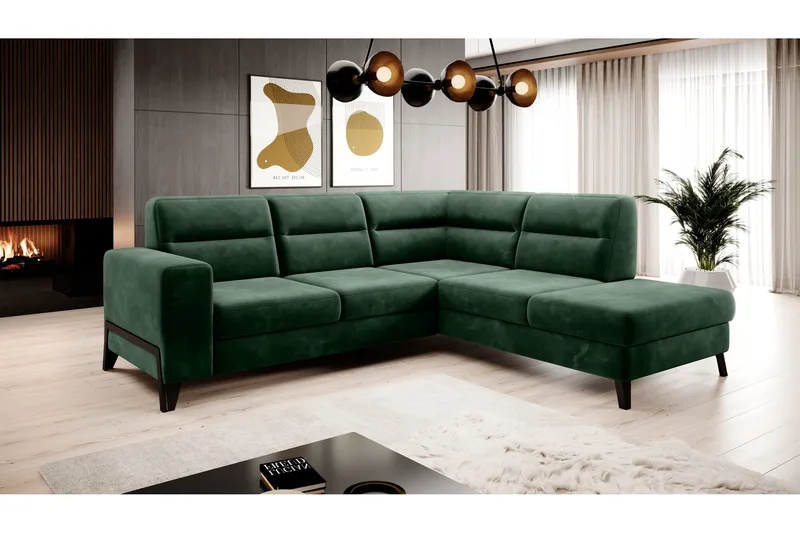 Anglika Soffa m. Schäslong 4-sits, Grön