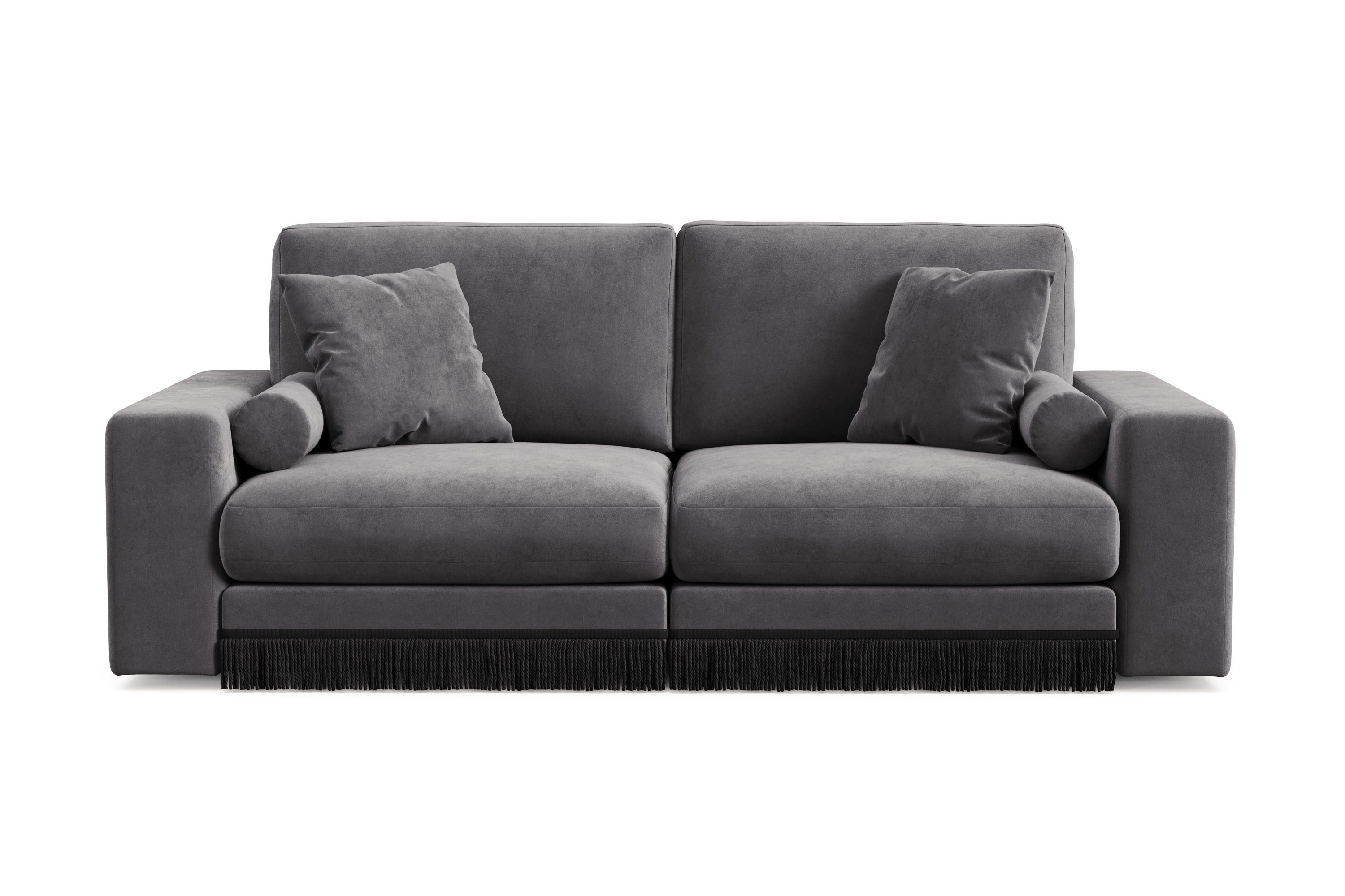 arken lyx 3-sits djup sammetssoffa - mörkgrå