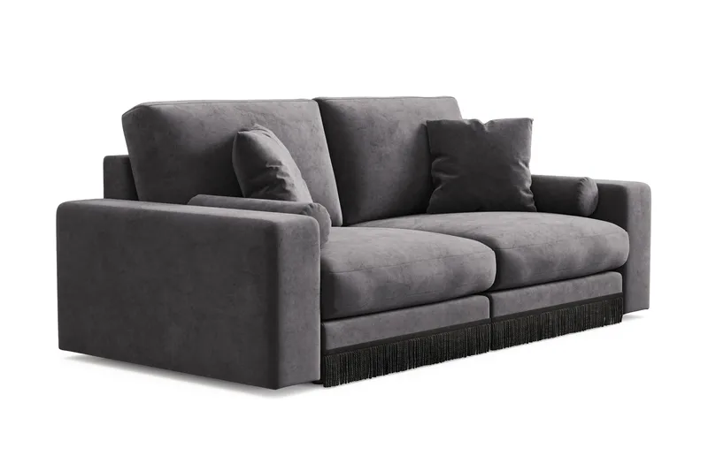 Arken Lyx 3-sits Djup Sammetssoffa - Mörkgrå - Möbler - Vardagsrum - Soffor - Sammetssoffor