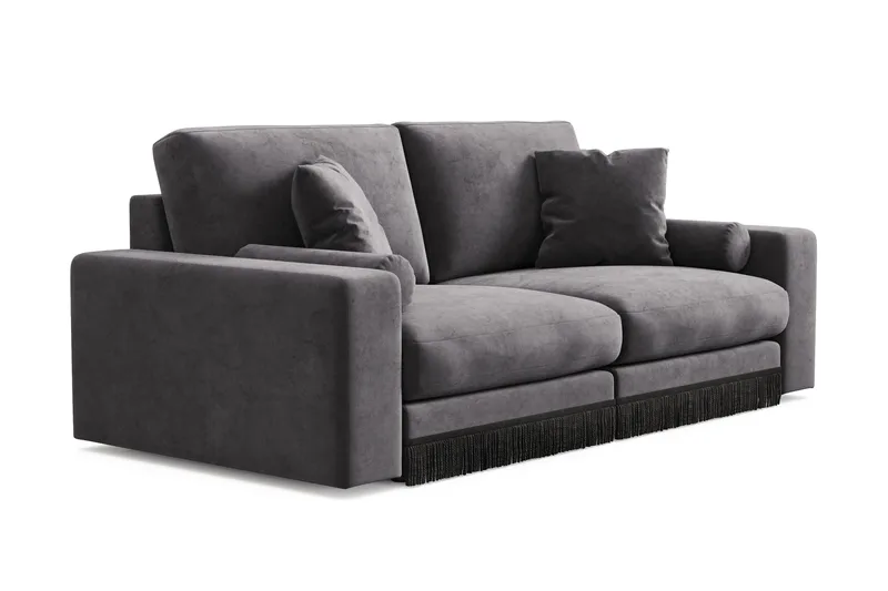 Arken Lyx 3-sits Djup Sammetssoffa - Mörkgrå - Möbler - Vardagsrum - Soffor - Sammetssoffor