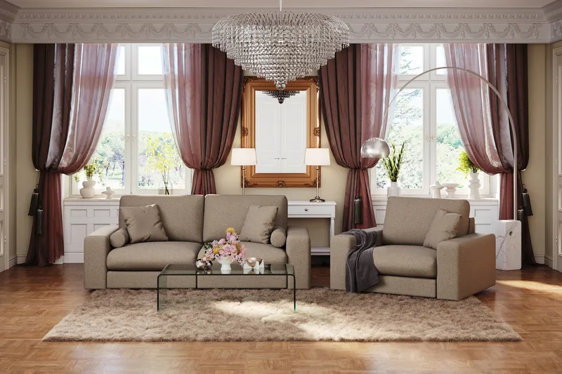 Arken Lyx 3-sits Djup Soffa i Tyg - Brun - Möbler - Vardagsrum - Soffor - 3-sits soffor