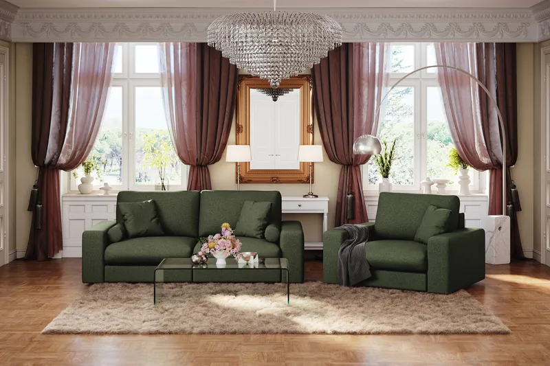 Arken Lyx 3-sits Djup Soffa i Tyg - Grön - Möbler - Vardagsrum - Soffor - 3-sits soffor