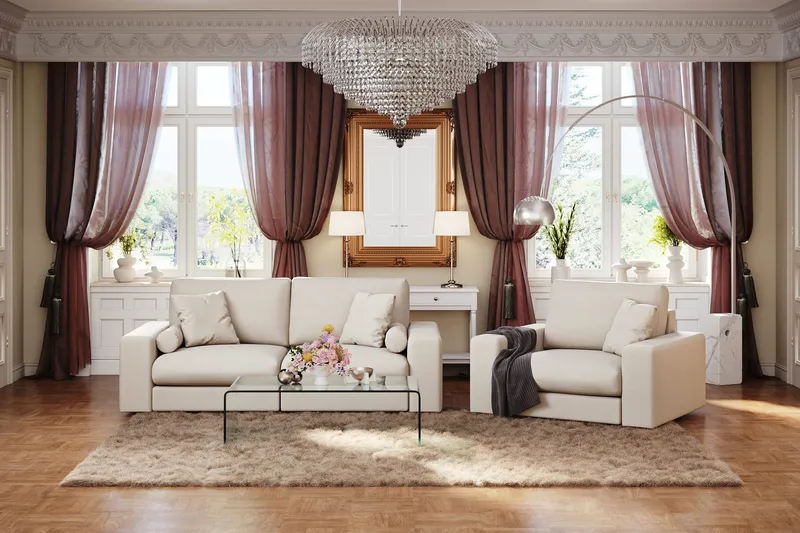 Arken Lyx 3-sits Djup Soffa i Tyg - Ljusbeige - Möbler - Vardagsrum - Soffor - 3-sits soffor