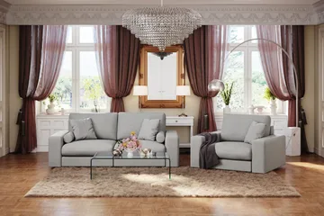 Arken Lyx 3-sits Djup Soffa i Tyg - Ljusgrå - Möbler - Vardagsrum - Soffor - 3-sits soffor
