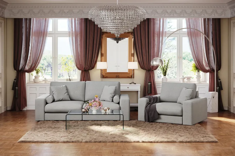 Arken Lyx 3-sits Djup Soffa i Tyg - Ljusgrå - Möbler - Vardagsrum - Soffor - 3-sits soffor