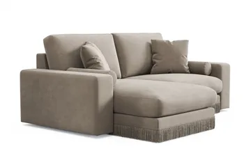 Arken Lyx 3-sits Vändbar L-formad Djup Divansoffa i Sammet - Beige - Möbler - Vardagsrum - Soffor - Divansoffa & schäslong