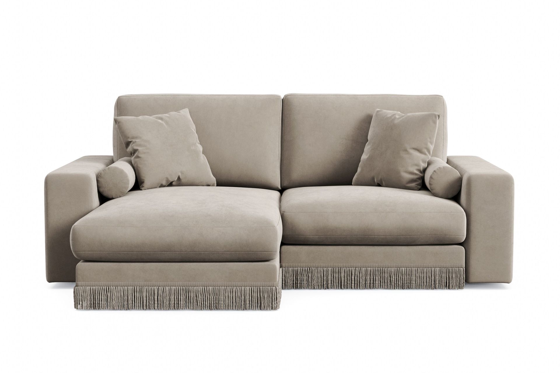 arken lyx 3-sits vändbar l-formad djup divansoffa i sammet - beige