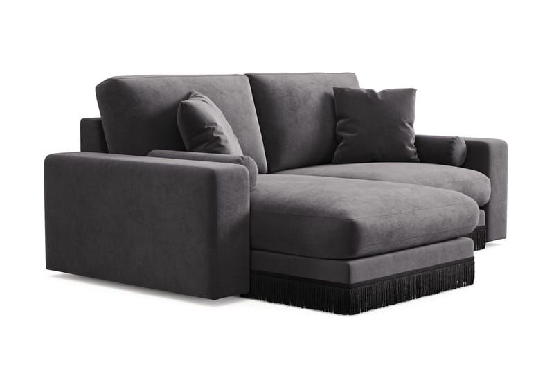 Arken Lyx 3-sits Vändbar L-formad Djup Divansoffa i Sammet - Mörkgrå - Möbler - Vardagsrum - Soffor - Divansoffa & schäslong