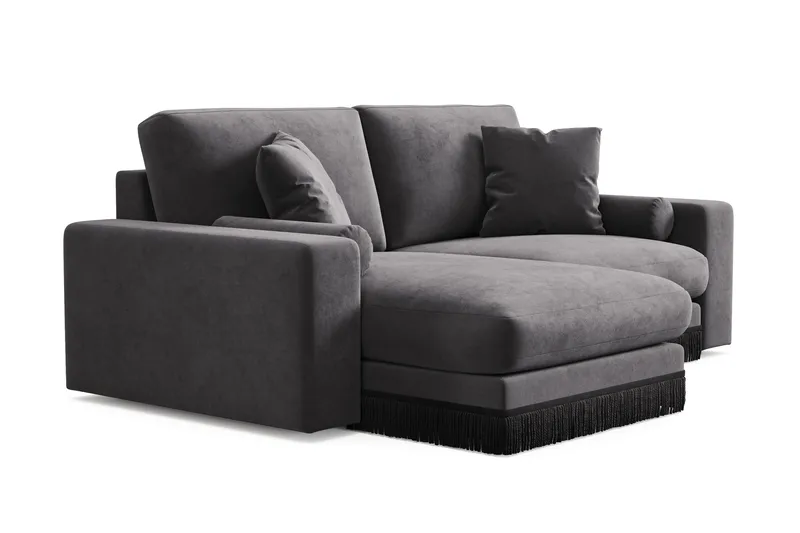 Arken Lyx 3-sits Vändbar L-formad Djup Divansoffa i Sammet - Mörkgrå - Möbler - Vardagsrum - Soffor - Divansoffa & schäslong