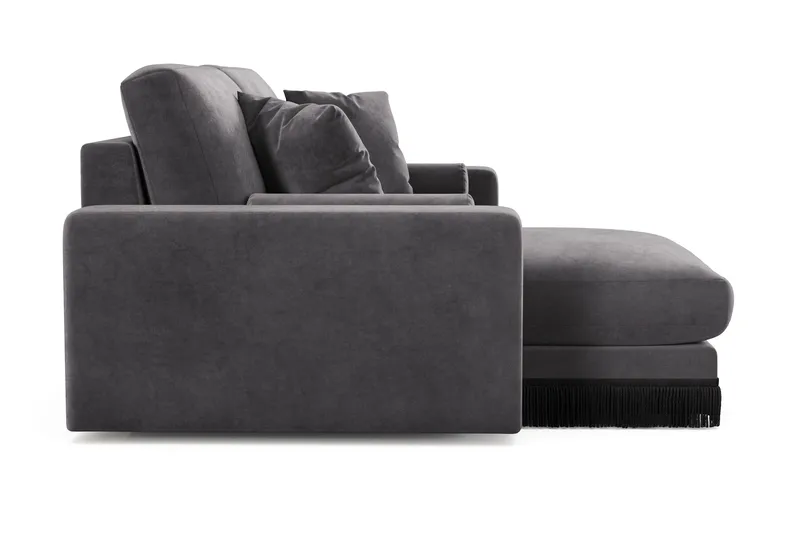 Arken Lyx 3-sits Vändbar L-formad Djup Divansoffa i Sammet - Mörkgrå - Möbler - Vardagsrum - Soffor - Divansoffa & schäslong