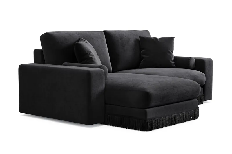 Arken Lyx 3-sits Vändbar L-formad Djup Divansoffa i Sammet - Svart - Möbler - Vardagsrum - Soffor - Divansoffa & schäslong