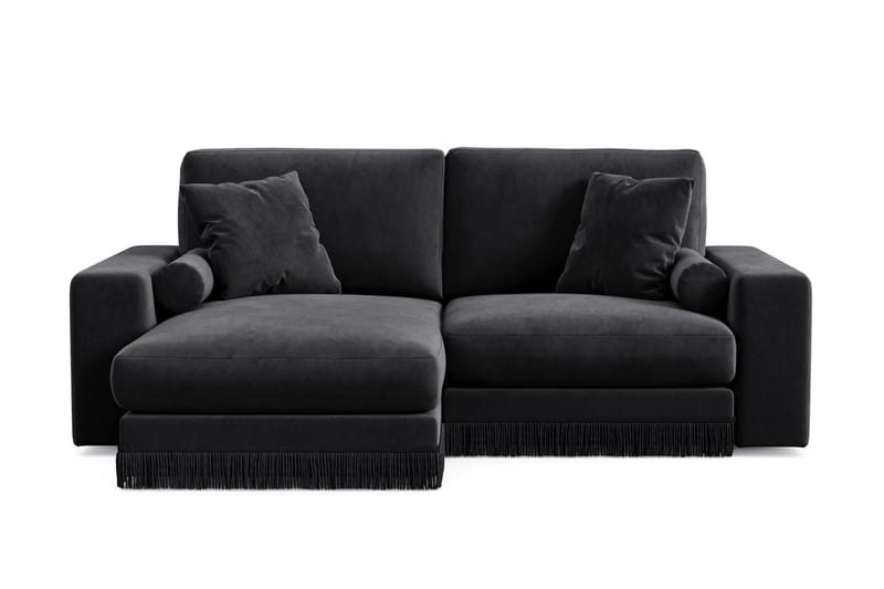 Arken Lyx 3-sits Vändbar L-formad Djup Divansoffa i Sammet, Svart