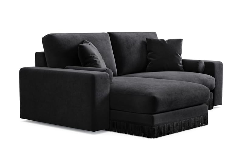 Arken Lyx 3-sits Vändbar L-formad Djup Divansoffa i Sammet - Svart - Möbler - Vardagsrum - Soffor - Divansoffa & schäslong