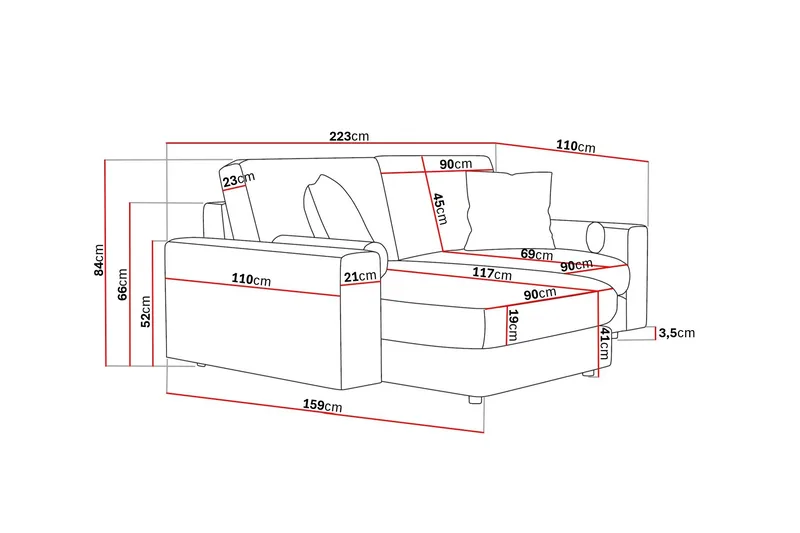 Arken Lyx 3-sits Vändbar L-formad Djup Divansoffa i Tyg - Brun - Möbler - Vardagsrum - Soffor - Divansoffa & schäslong