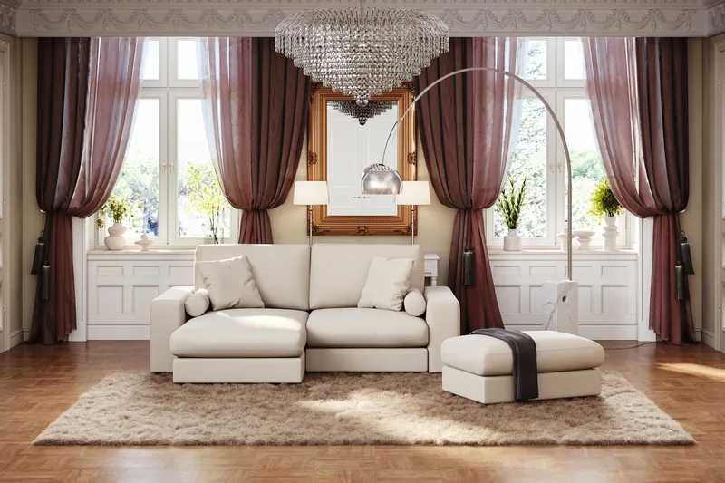 Arken Lyx 3-sits Vändbar L-formad Djup Divansoffa i Tyg - Ljusbeige - Möbler - Vardagsrum - Soffor - Divansoffa & schäslong