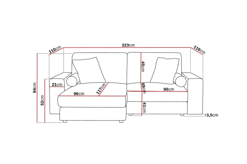 Arken Lyx 3-sits Vändbar L-formad Djup Divansoffa i Tyg - Ljusgrå - Möbler - Vardagsrum - Soffor - Divansoffa & schäslong