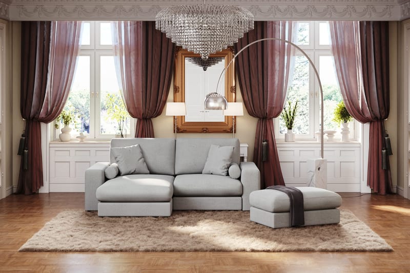 Arken Lyx 3-sits Vändbar L-formad Djup Divansoffa i Tyg - Ljusgrå - Möbler - Vardagsrum - Soffor - Divansoffa & schäslong