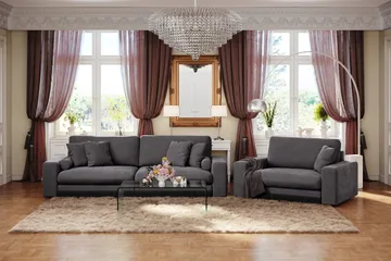 Arken Lyx 4-sits Djup Sammetssoffa - Mörkgrå - Möbler - Vardagsrum - Soffor - 4-sits soffor