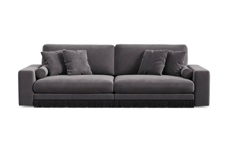 Arken Lyx 4-sits Djup Sammetssoffa, Mörkgrå