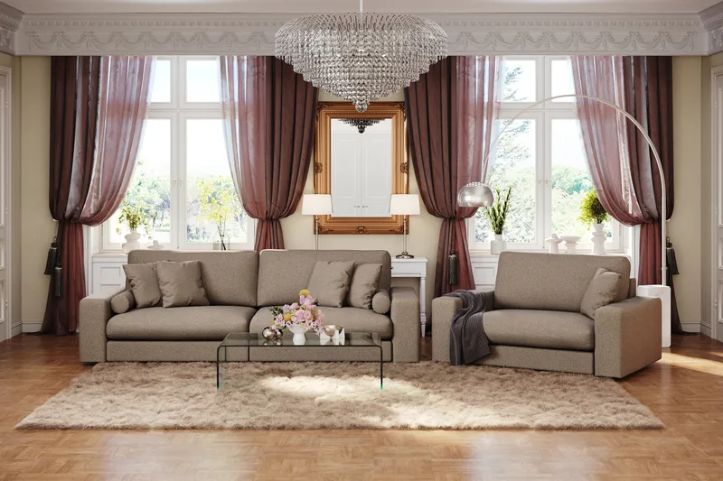 Arken Lyx 4-sits Djup Soffa i Tyg - Brun - Möbler - Vardagsrum - Soffor - 4-sits soffor