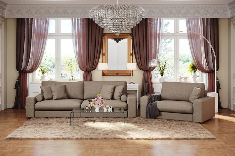 Arken Lyx 4-sits Djup Soffa i Tyg - Brun - Möbler - Vardagsrum - Soffor - 4-sits soffor