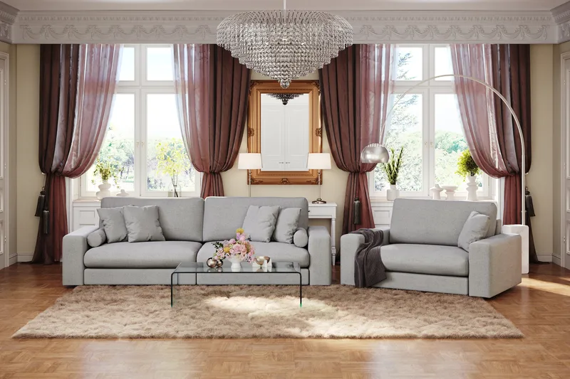 Arken Lyx 4-sits Djup Soffa i Tyg - Ljusgrå - Möbler - Vardagsrum - Soffor - 4-sits soffor