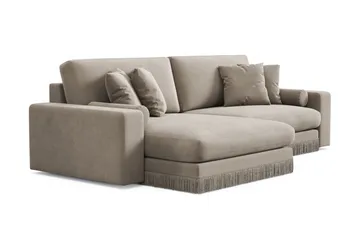 Arken Lyx 4-sits Vändbar L-formad Djup Divansoffa i Sammet - Beige - Möbler - Vardagsrum - Soffor - Divansoffa & schäslong