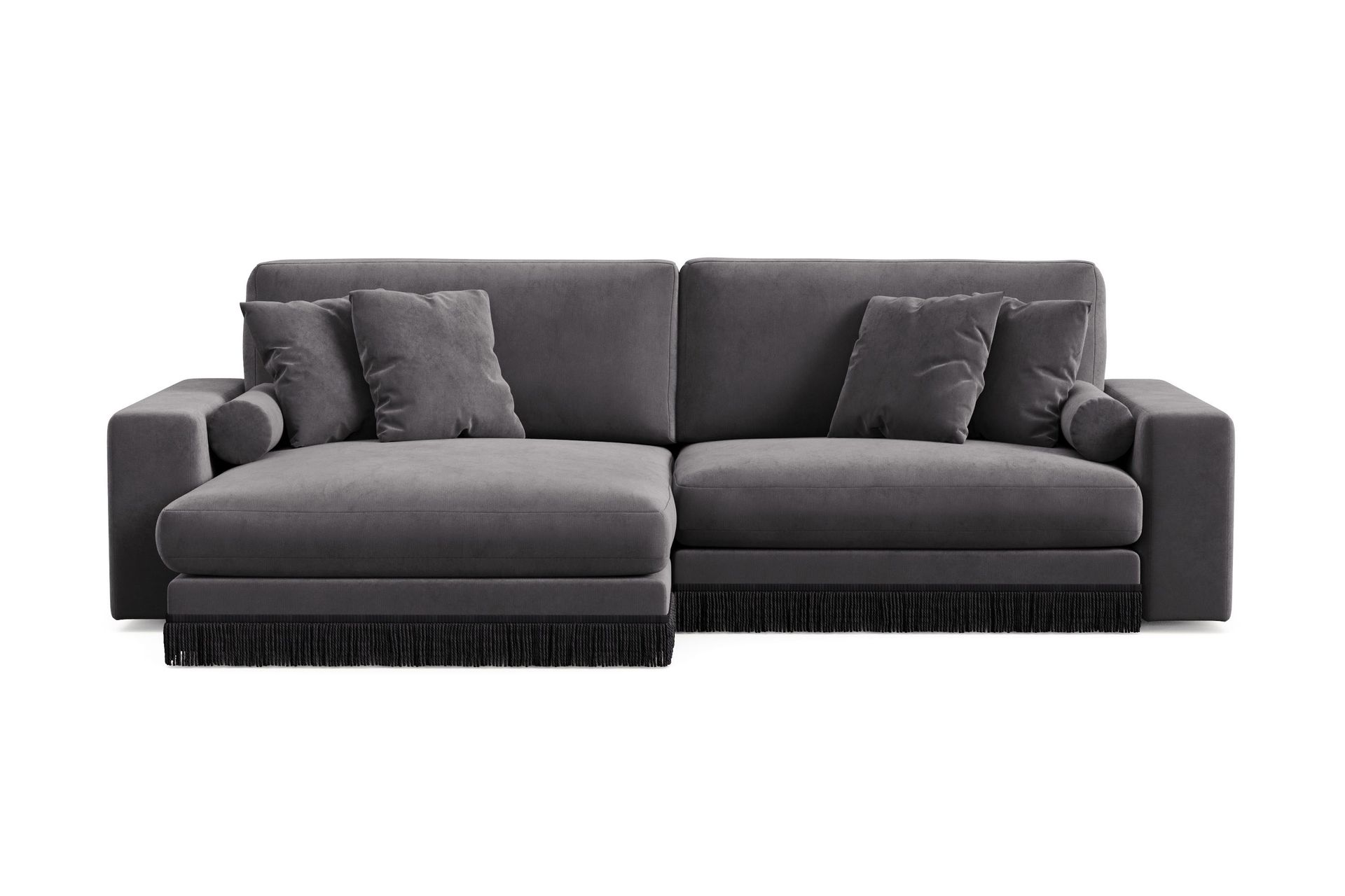 Arken Lyx 4-sits V&auml;ndbar L-formad Djup Divansoffa i Sammet - M&ouml;rkgr&aring;