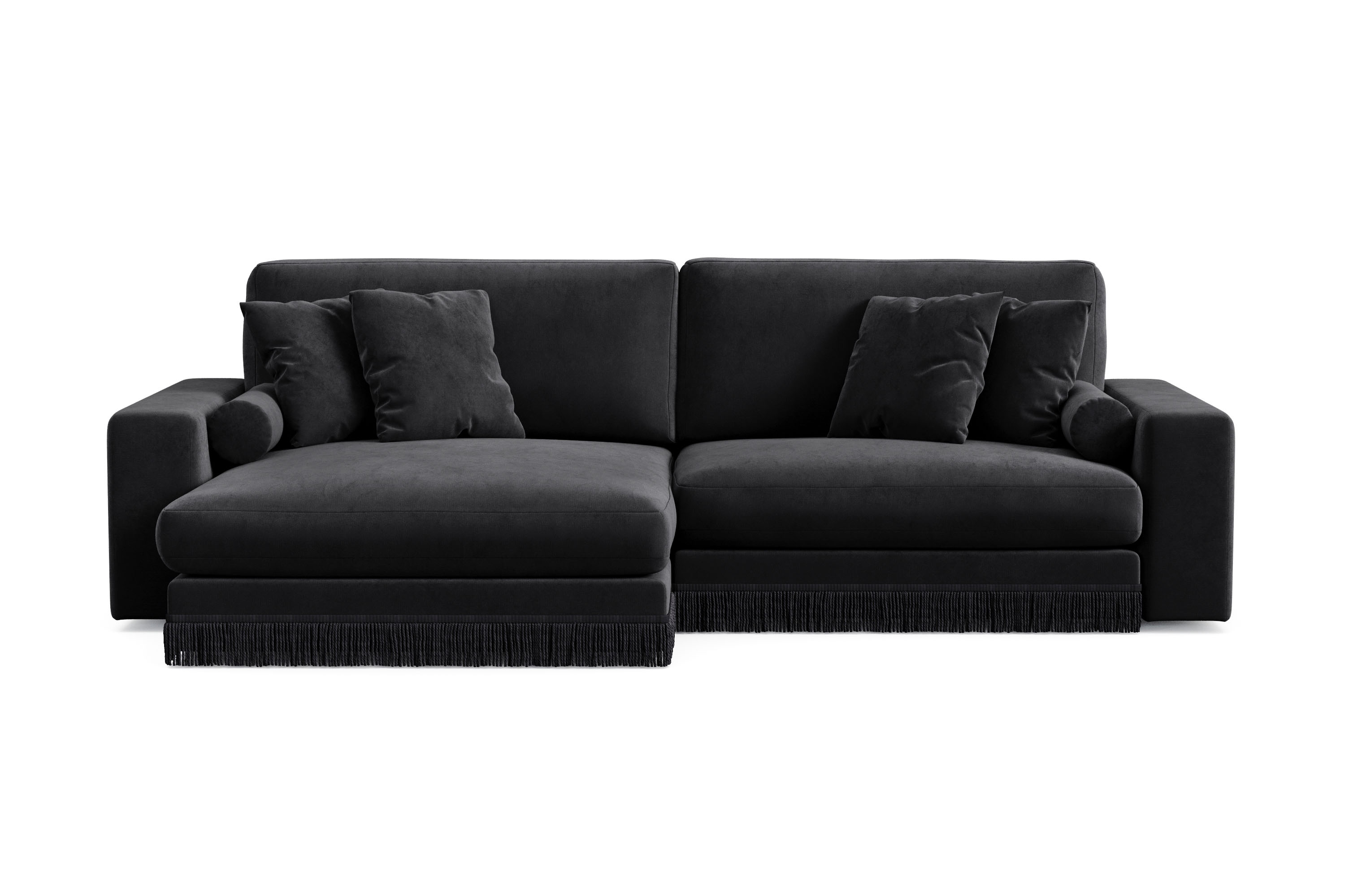 arken lyx 4-sits vändbar l-formad djup divansoffa i sammet - svart