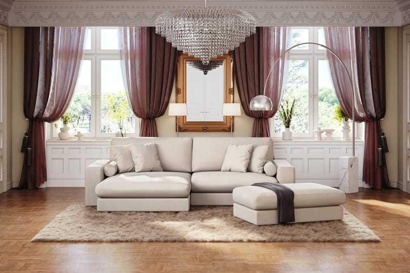 Arken Lyx 4-sits Vändbar L-formad Djup Divansoffa i Tyg - Ljusbeige - Möbler - Vardagsrum - Soffor - Divansoffa & schäslong