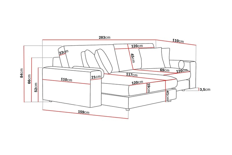 Arken Lyx 4-sits Vändbar L-formad Djup Divansoffa i Tyg - Ljusbeige - Möbler - Vardagsrum - Soffor - Divansoffa & schäslong